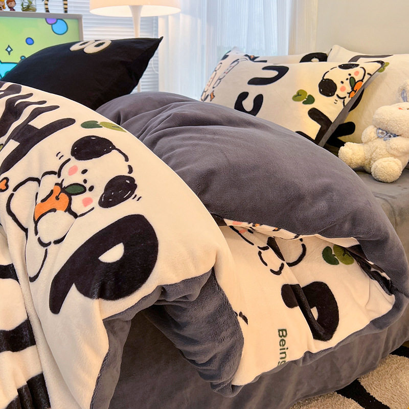 Winter Thickened Milk Velvet Single Duvet Cover, Single Fleece Plush Double-Sided Duvet Cover, Winter Coral Fleece Warm