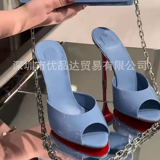 Cross-Border Foreign Trade Cl Red-Soled Women's Stiletto Heels, Sexy Pointed-Toe Shallow-Mouthed Single Shoes, High-Heeled Shoes, Fish-Mouth Women's Shoes