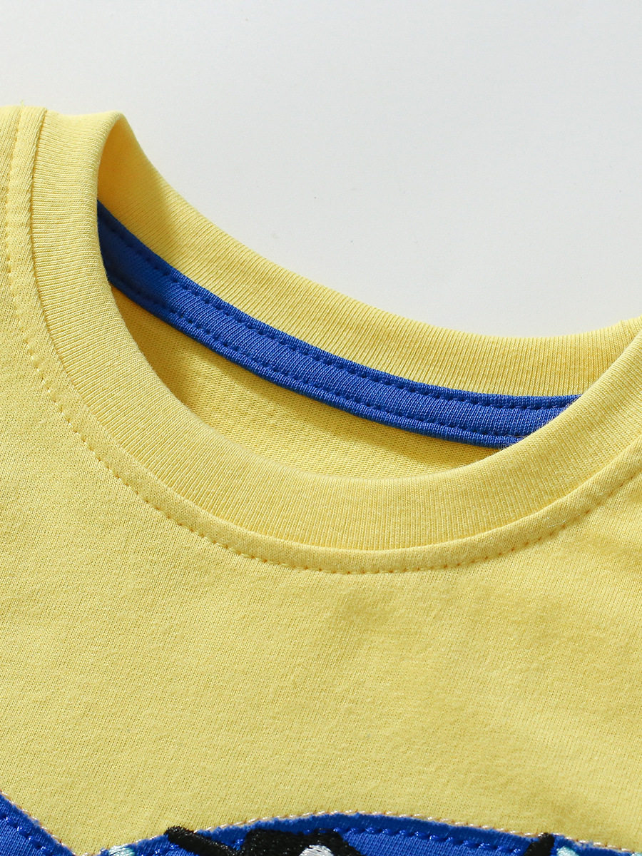 Boys' Summer Cotton T-Shirt, Cartoon Applique Kids' Top