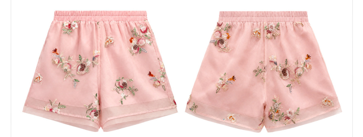 Bộ áo sơ mi không tay thêu họa tiết hoa và quần short dài, phong cách retro nghệ thuật — Quần short thêu hạt (giao hàng trong 7 ngày), Quần short thêu hạt (giao hàng trong ngày), Áo thêu hạt (giao hàng trong 7 ngày), Áo thêu hạt (giao hàng trong ngày)