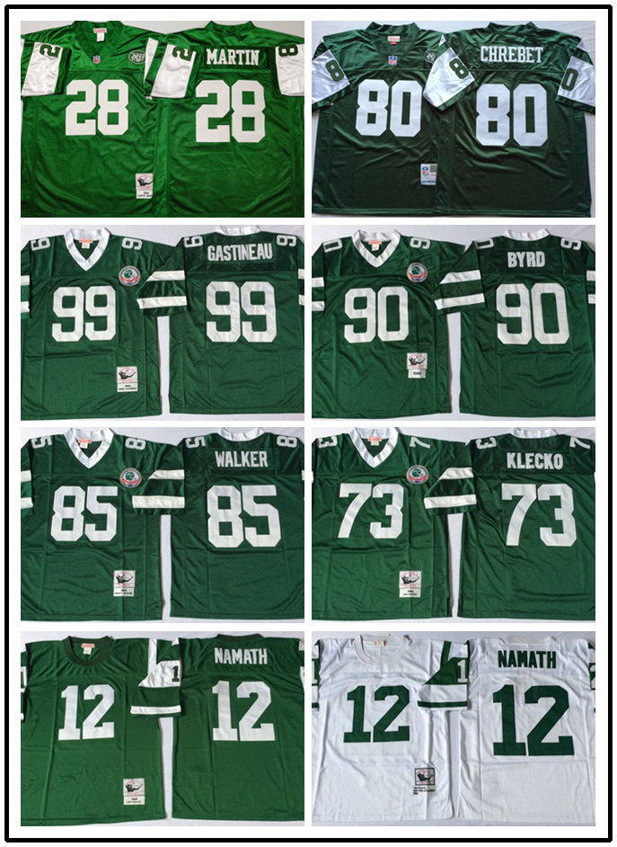 Форма для американского футбола New York Jets jersey мужская 12# ретро спортивная тренировочная форма в стиле ретро оптовая продажа Изображение 1