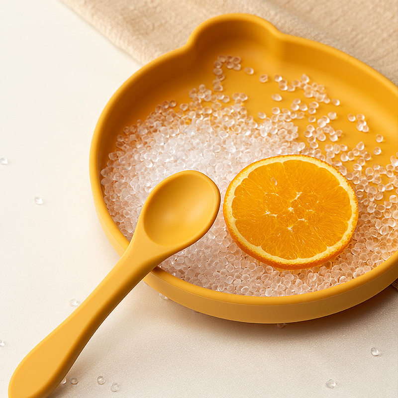 ins baby plate children's silicone food supplement bowl cartoon bear plate drop-resistant suction cup tableware super suction