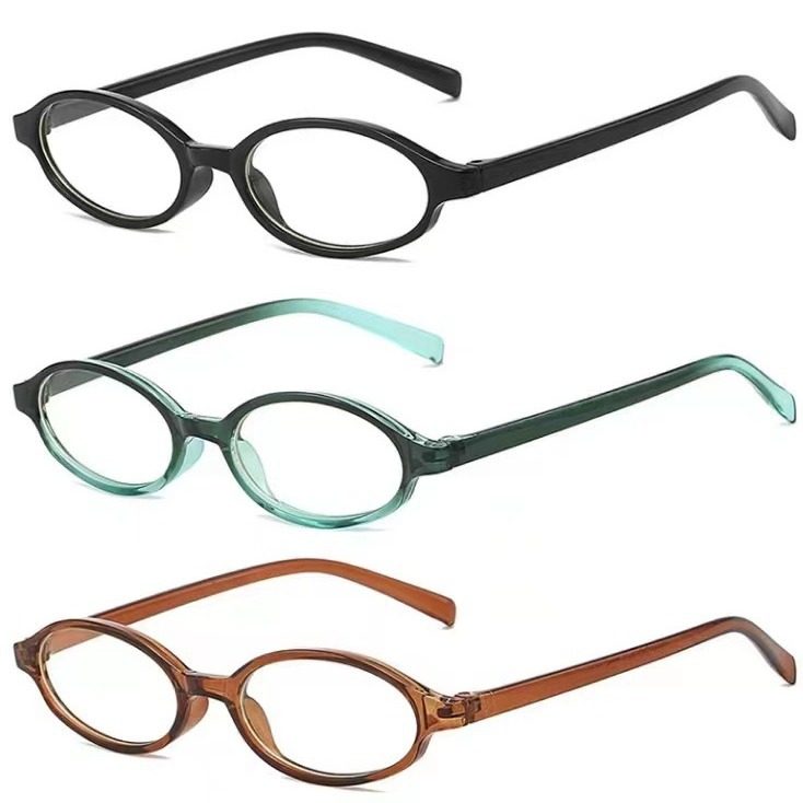 Retro Red Small Frame Shown Face Small Oval Glasses Frame Student Plain Plain Mirror Concave Shape Fashion Nerd Style