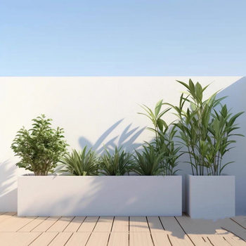 Outdoor Stainless Steel Wrought Iron Flower Box Balcony Planting Box Square Commercial Street Rectangular Flower Bed Wrought Iron Finished Flower Trough