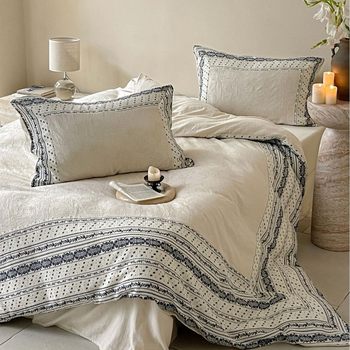 William Castle French Retro Cotton and Linen Four-Piece Set Classy Jacquard Quilt Cover Accessible Luxury Cotton Bed Sheetss and Fitted Bed Sheetss