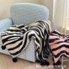 Special Offer Half Velvet Zebra Pattern Blanket Sofa Cover Blanket Autumn and Winter Warm Blanket Knitted Thread Blanket Super Soft Class a Standard