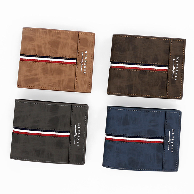 European and American style frosted men's short wallet large capacity tri-fold bag coin pocket multi-card Men's hinge wallet