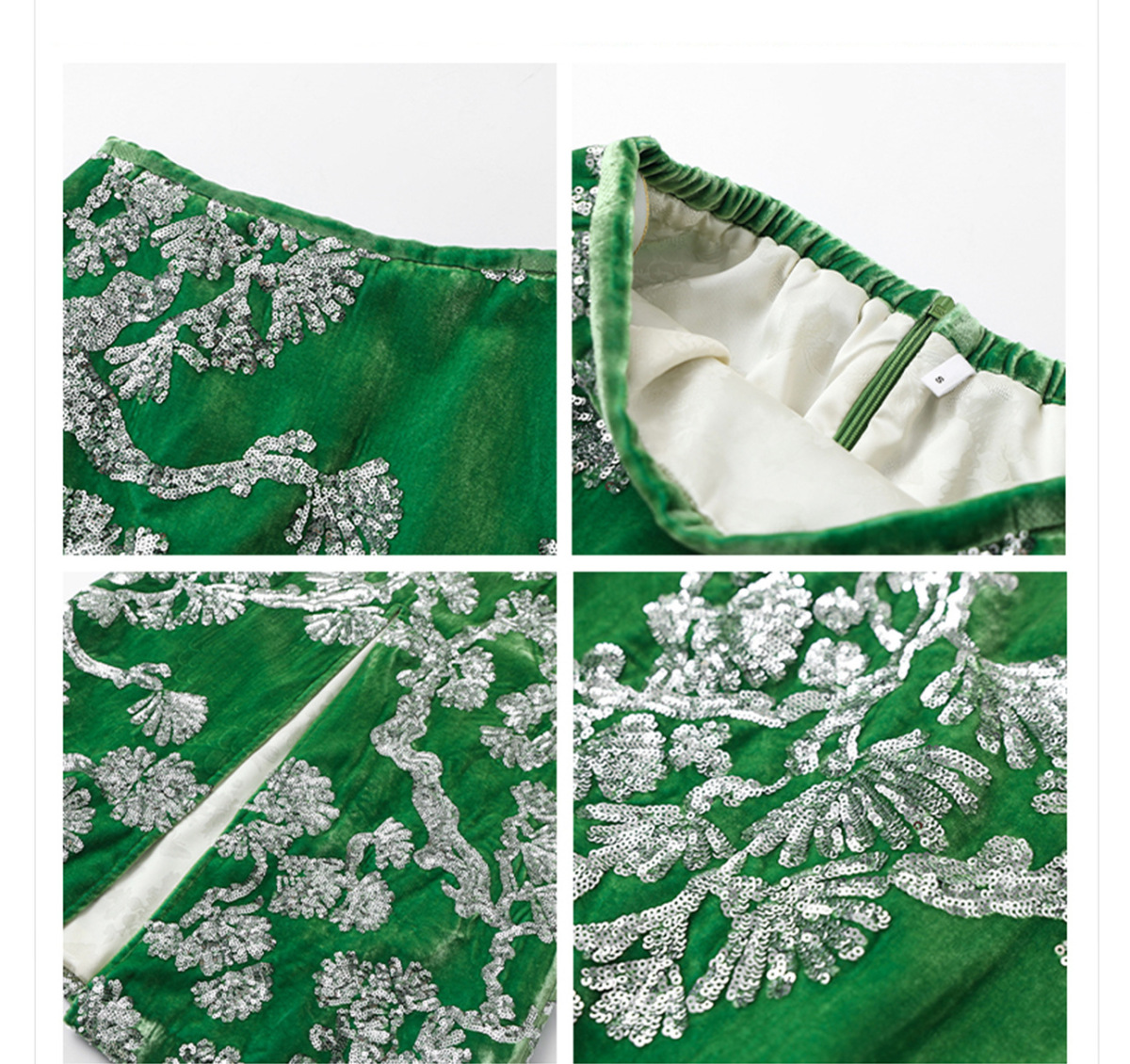 Bộ áo khoác cardigan và chân váy nữ thêu đính hạt lụa tơ tằm cao cấp — Váy (giao hàng trong 7 ngày), Váy (giao hàng trong ngày), Áo khoác (giao hàng trong 7 ngày)