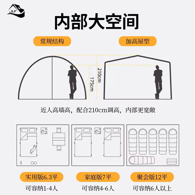 Warm Inflatable Column Park Tent, Four-Season Outdoor Camping Site, Rainproof Mountain Camping Equipment, No Need to Set Up, Cold-Proof