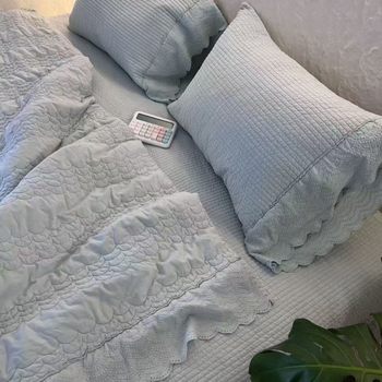 Mermaid Princess Korean Sand-Washed French Lace Bed Cover Three-Piece Set Multi-Functional Quilt Cover Four-Piece Set