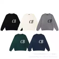 Premium Unisex Minimalist CB Letter Jacquard Loose Knit Sweater - Streetwear Style
