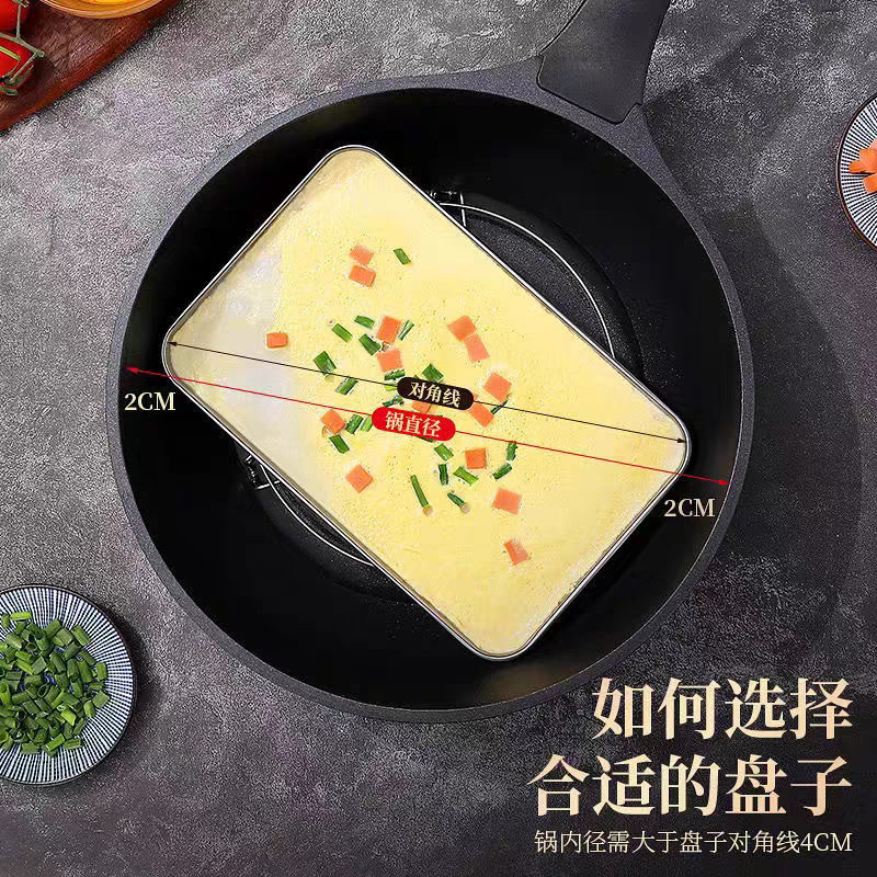 304 Household Rice Noodle Steaming Tray Rectangular Stainless Steel Plate Cold Noodle Tool Cold Noodle Plate Rice Noodle Tray