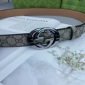 Brown cloth pattern laser silver buckle