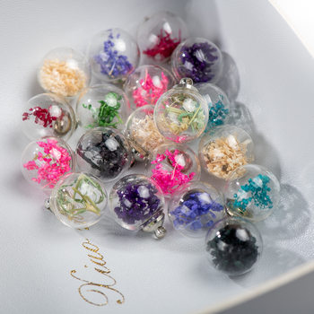 Dried Flower hollow glass beads stud earrings bracelet necklace accessories multicolor DIY jewelry making accessories
