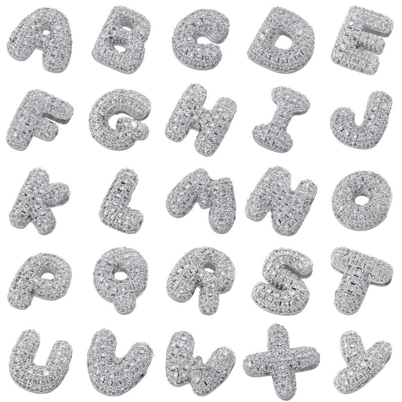 Cross-border Hot Selling Copper Inlaid Zirconium 26 English Letter Pendant Personality DIY Bracelet Necklace Letter Pendant VD1649