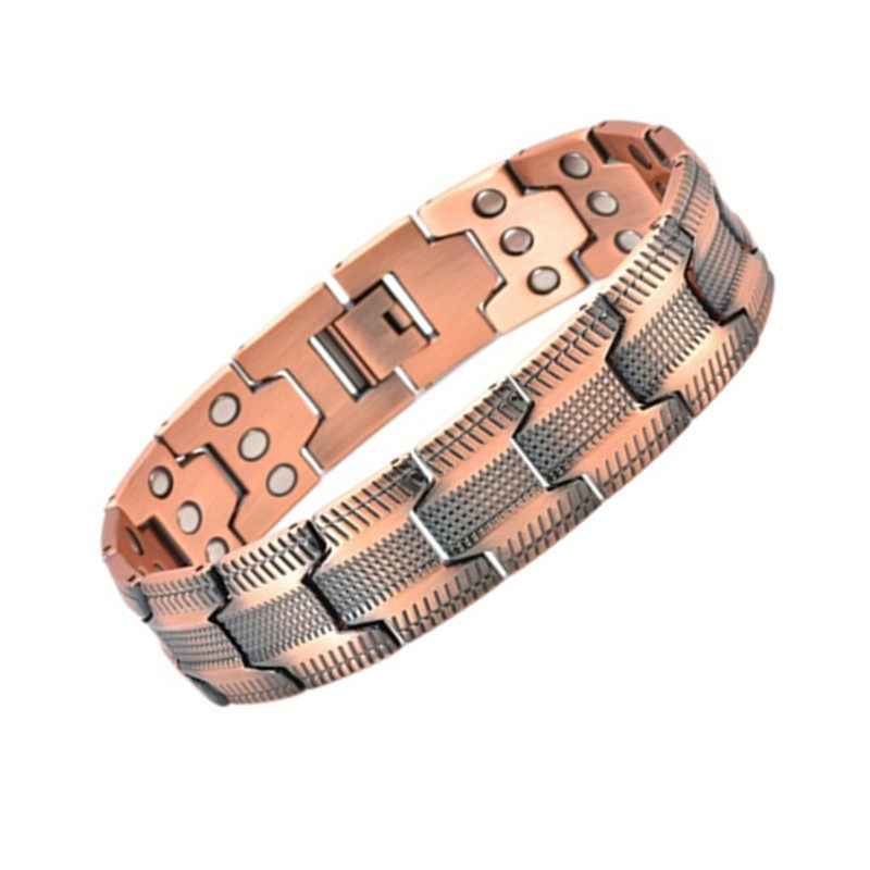 Amazon's Best-Selling European and American Cross-Border Twill Ancient Red Copper Men's Bracelet Three-Row Magnet Bracelet Wholesale