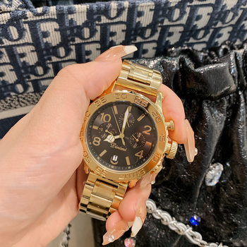 dinimi fashion steel belt large dial elegant women's watch commuter belt calendar multi-functional casual generation watch