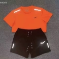[reflective checkered short sleeves + shorts] orange suit
