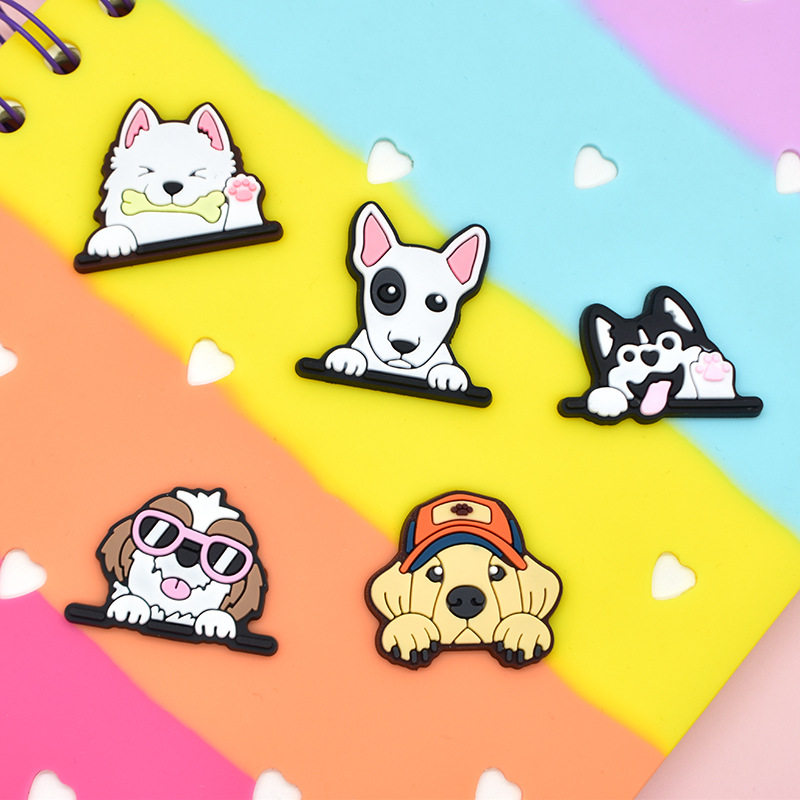 Cute Cartoon Pet Dog Series Pvc Soft Rubber Hole Shoes Flower Shoe Buckle Interesting DIY Sandals Slippers Decorative Buckle