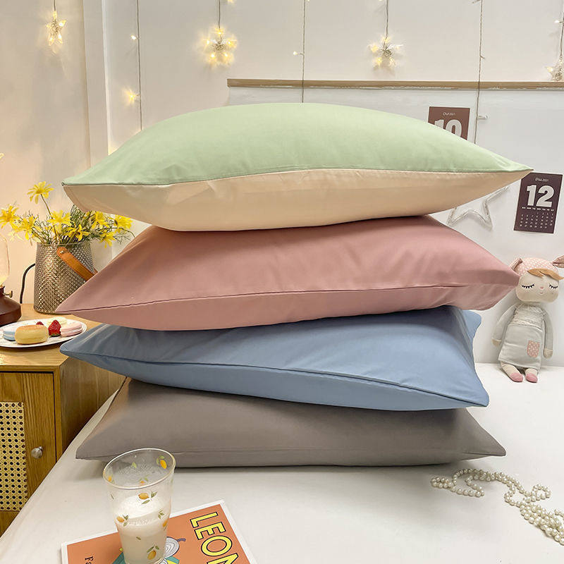 Winter New Solid Color Washed Cotton Brushed Pillowcases, Stain-Resistant, Set of Two, Ultra-Soft Plain Color Mix and Match