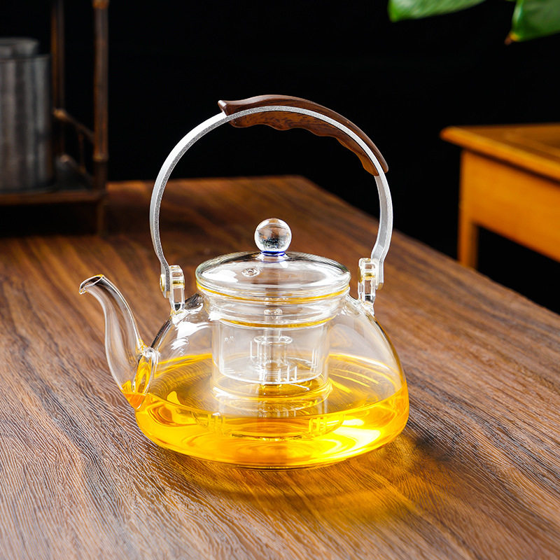 High Borosilicate Glass Teapot for Brewing Tea, Electric Ceramic Stove, Heat-Resistant Glass Teapot, Dual-Purpose Steaming and Cooking Teapot, Thickened Handle Teapot
