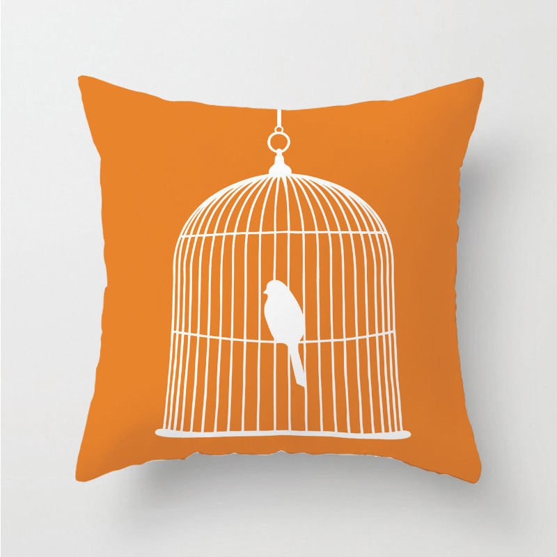 Orange and Blue Contrasting Plaid Pillowcase, Simple and Fashionable Geometric Pillowcase, Home Sofa Bedside Car Cushion Cover