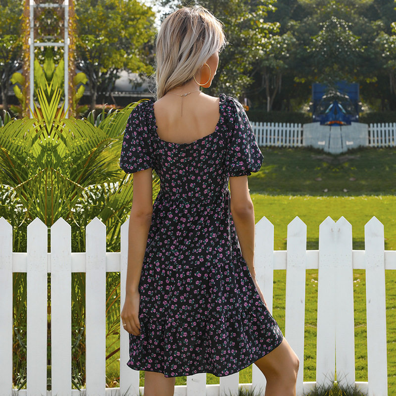 Floral Ruffle One Shoulder Dress French Country Style Pleated Design Lightweight Fabric Perfect for Summer Events