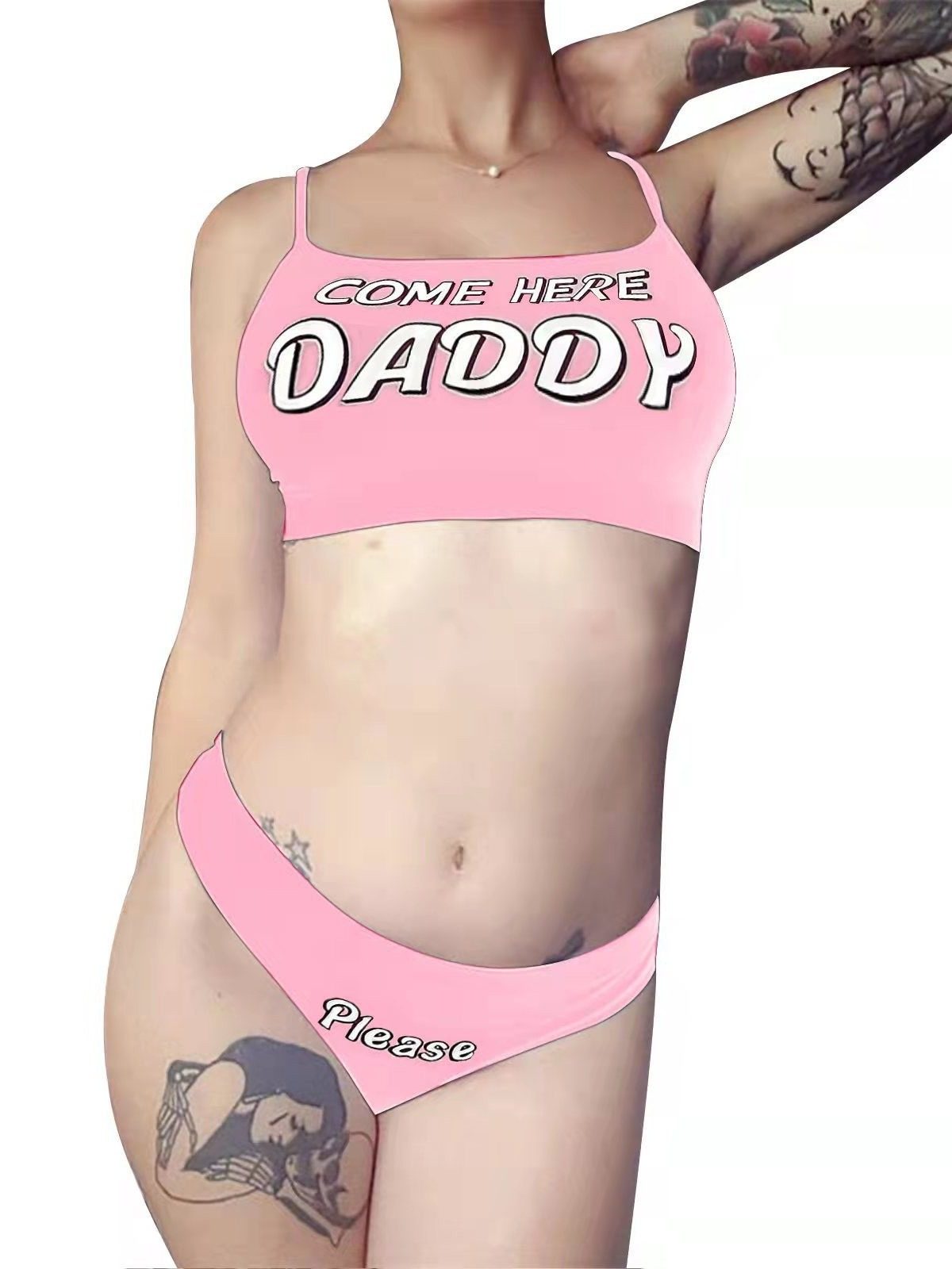 2024 Amazon European and American Women's Cross-border AliExpress ebay Fashion Letter Printing Sexy Tight Sling suit