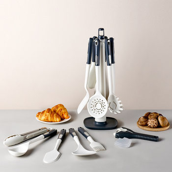 Cooking utensils rack hanger PP handle silicone kitchenware cooking spatula spoon frying spatula soup spoon spatula set of 12 pieces