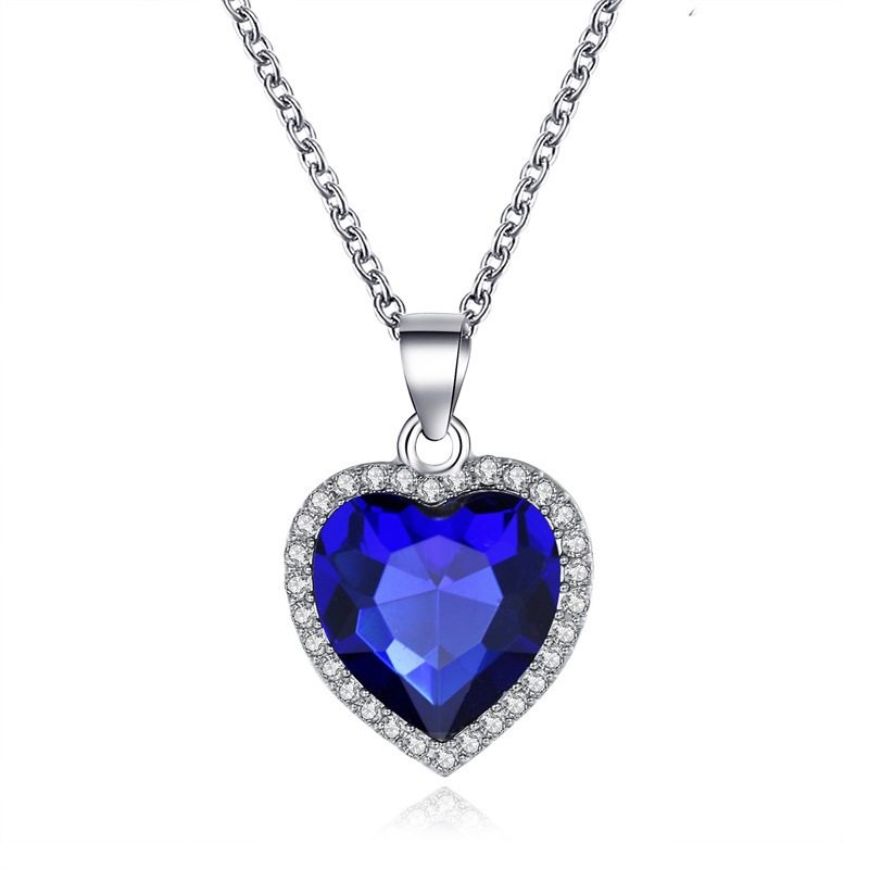 Cross-border Explosions Jewelry Titanic Crystal Gem Love Necklace Temperament Classic Ocean Heart Necklace