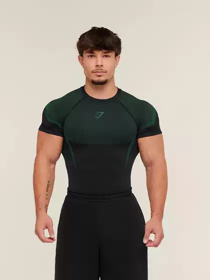 Gymshark/Onyx Men's T-Shirt Sports Fitness Quick-Drying Breathable Elastic Round Neck Short-Sleeved Tight Training Clothes