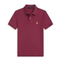 Burgundy polo yellow label