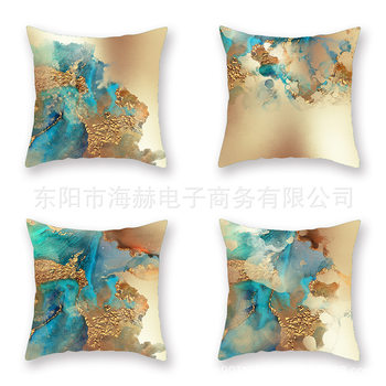 Amazon Cross-border Home Textile Cushion Pillow Living Room Sofa Waist Pillow Blue Bedside Pillow Case Backrest Pillow Case