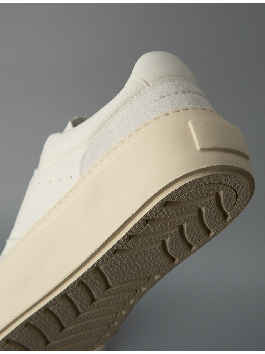 Giày sneaker nam da bò đế dày phong cách tối giản — Màu trắng