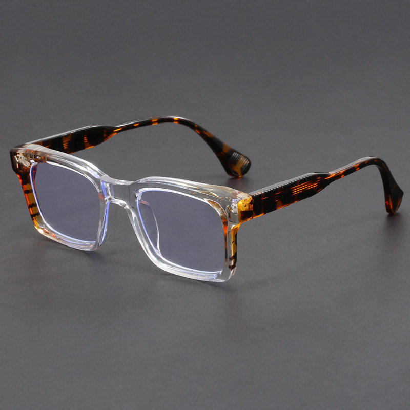 Japanese Hawksbill Color Square Glasses Frame Retro Men's Low Frame Handmade Glasses Frame Women's All-match Black Frame Myopia Glasses
