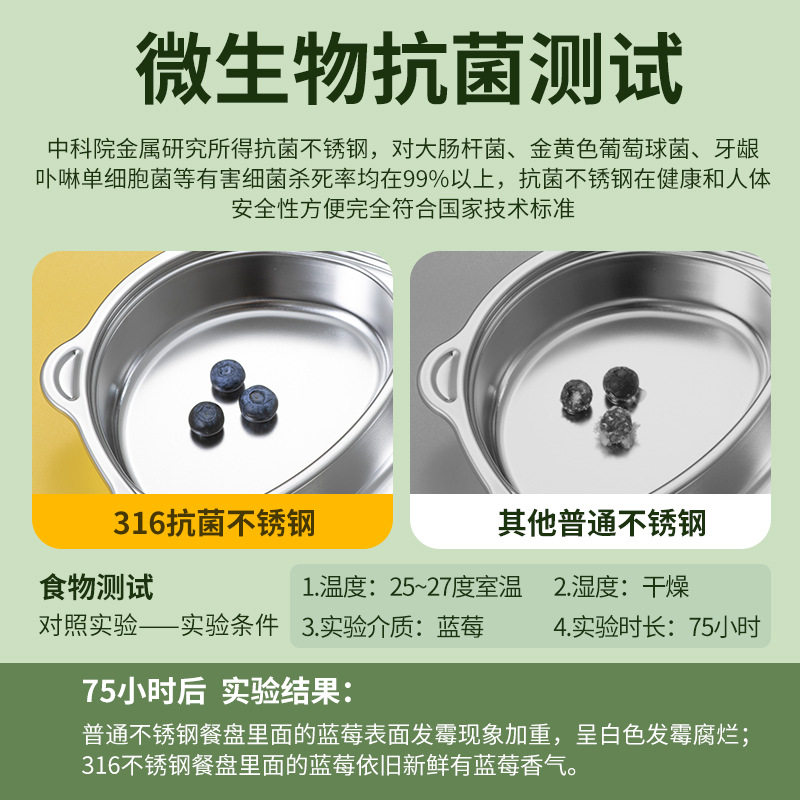 316 Stainless Steel Children's Dielectric Dinner Plate Baby Tableware for Dinner Kindergarten Household Cute Cartoon Dielectric Dinner Plate