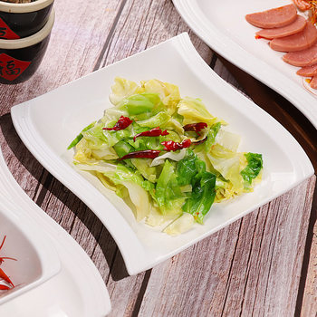 Thickened Ceramic Bowl suit White Salad Bowl Wavy Series Steak Shallow Plate Shanxi Huairen Ceramic Tableware