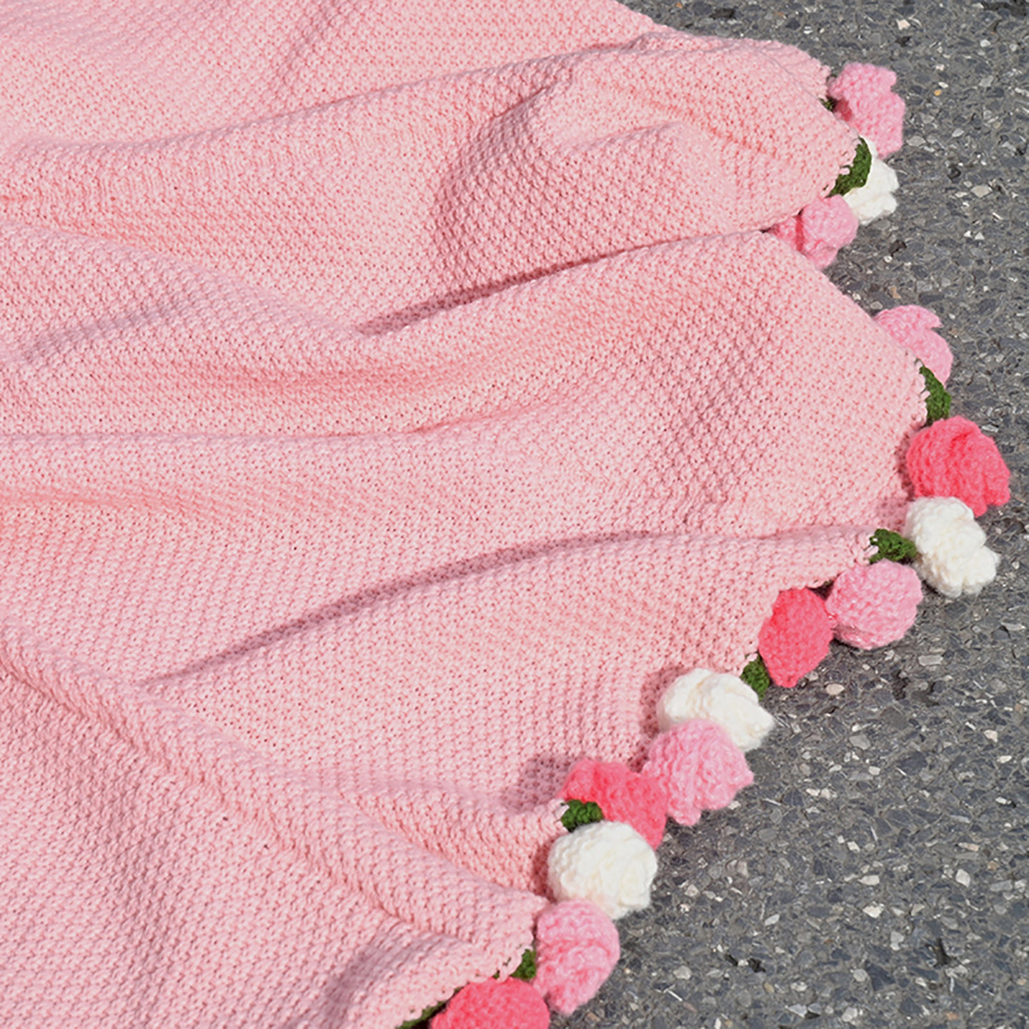 Finished Rose Bouquet Knitted Blanket Hand-Knitted Gift for Girls Sofa Nap Blanket Photo Props
