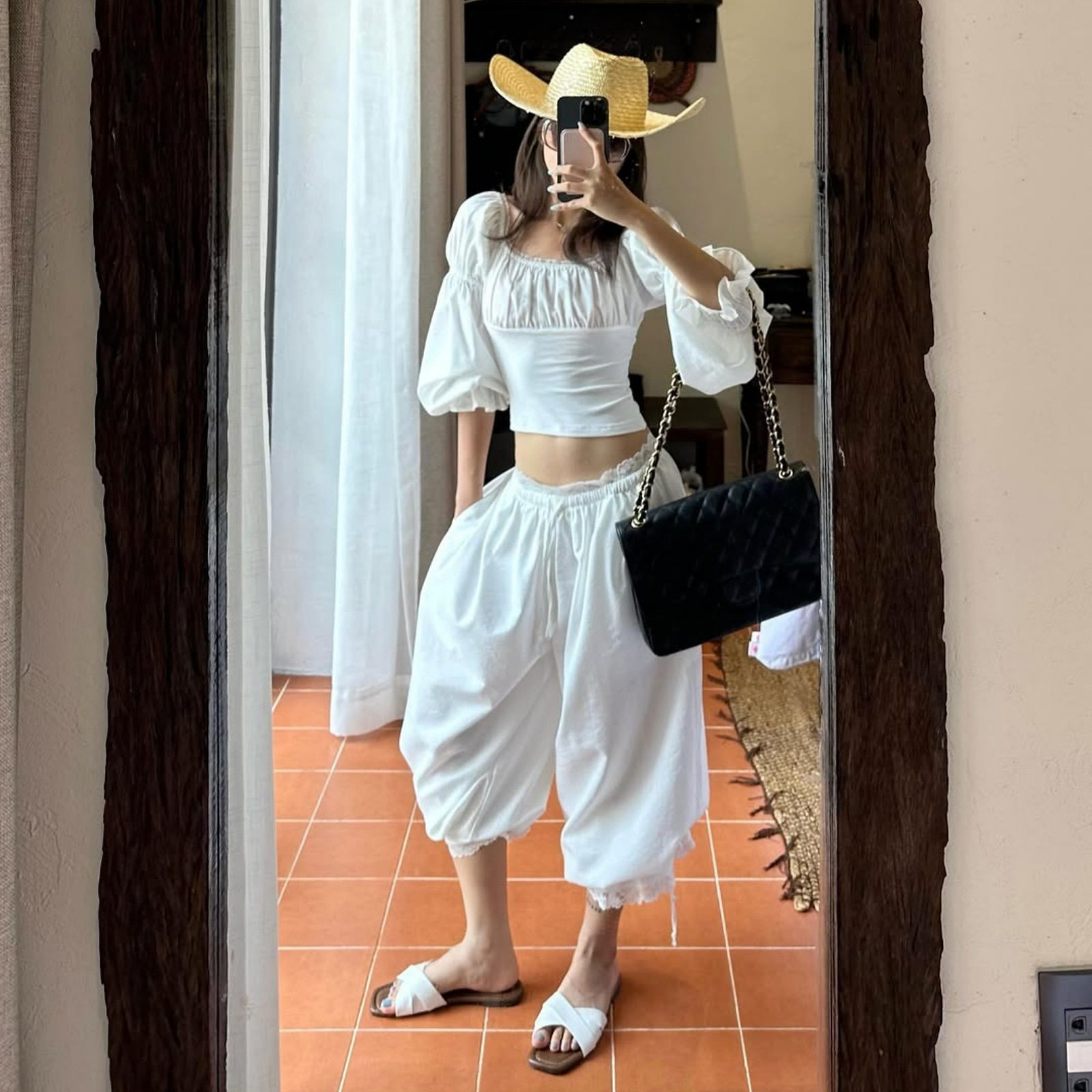 Off Shoulder Bell Sleeve Top and Cuffed Pants Set Sweet Style Trendy Design Autumn Wholesale Available