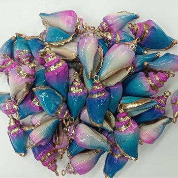 Ocean Shell Electroplated Pendant Dyed Black Conch Plated Edge Pendant 3D Conch Ornaments DIY Necklace Jewelry Accessories