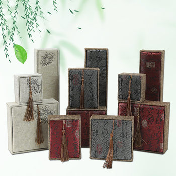Antique Sackcloth Tassel Jewelry Box Bracelet Box Jade Ring Pendant Box Necklace Beads Handstring Packaging Box