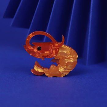 Cross-Border Fashion Acrylic Animal Brooch Lobster Cartoon Pin European and American Popular Jewelry Accessories Original Design