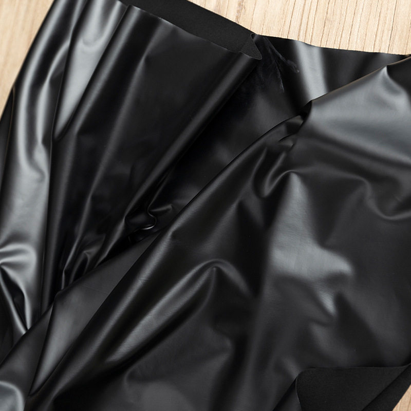 High Stretch Knitted Faux Leather Cloth Black Four-Sided PU Fabric Matte Lamb Leather Soft Leather Pants Body Shaping Cloth