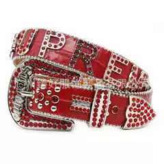 Cross-border rhinestone belt men's belt women inlaid full diamond fashion punk personality performance letter decorative belt women