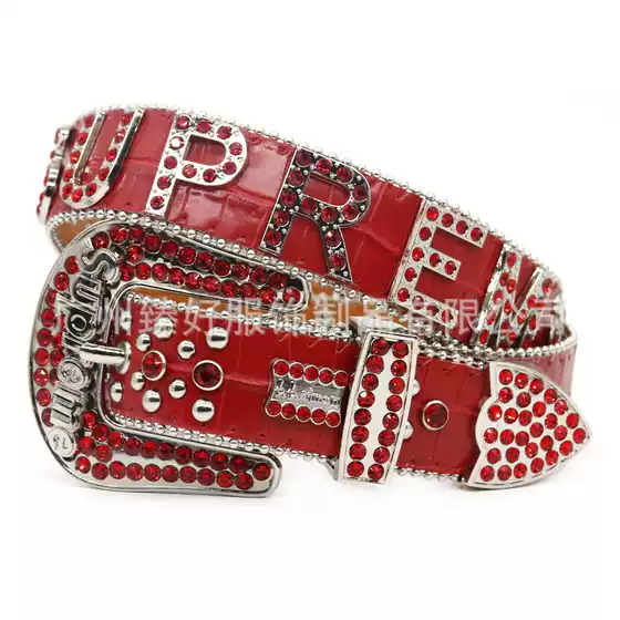 Cross-border rhinestone belt men's belt women inlaid full diamond fashion punk personality performance letter decorative belt women