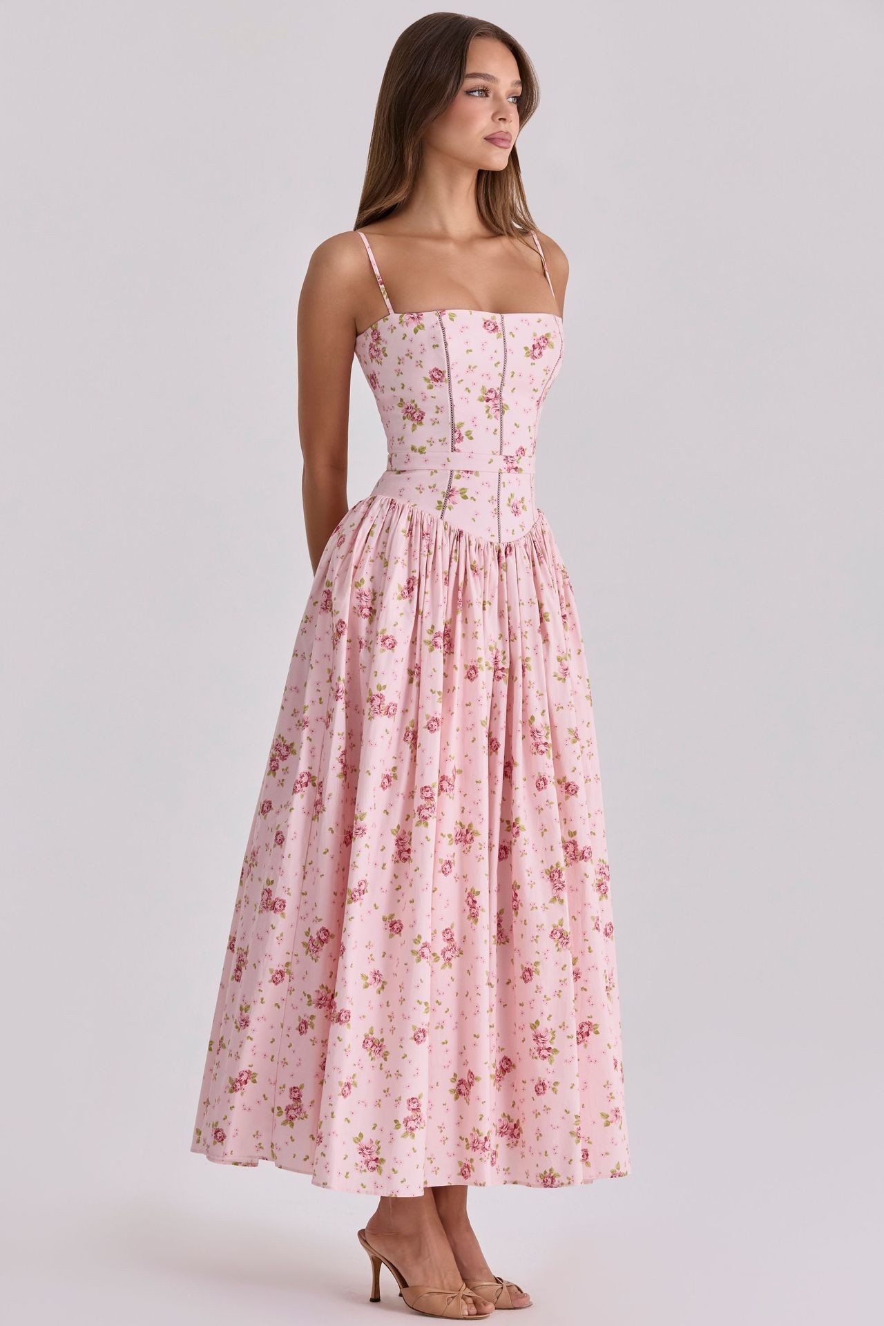 Floral Slip Dress Elegant Slim Fit Soft Fabric Perfect for Spring Summer Occasions Wholesale Available