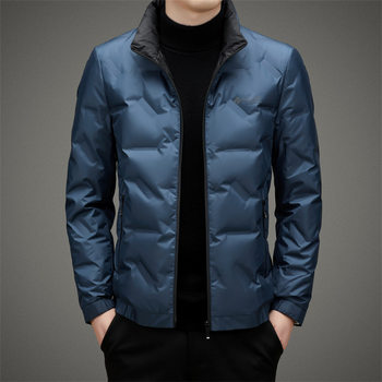 2025 Men's Short Lightweight down Jacket Men's Middle-Aged and Young Stand Collar Men's Casual Warm Jacket Dad's Wear