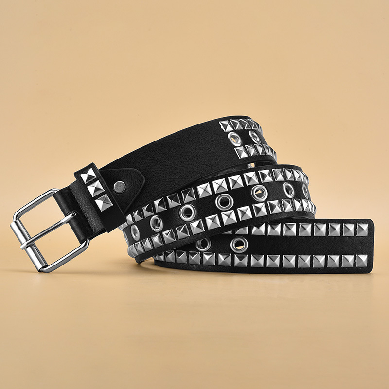 Square bead rivet belt for women's metal铆钉腰带女士金属-图2