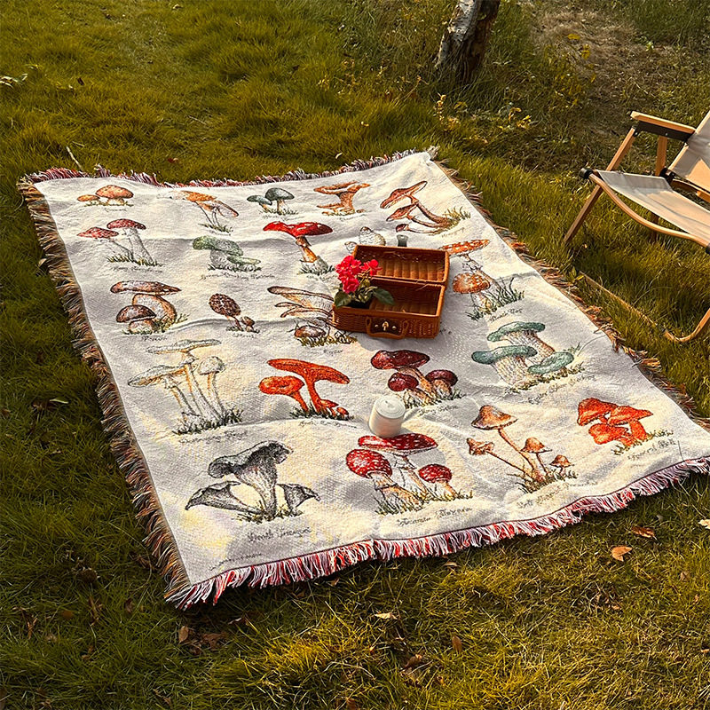 Amazon's Hottest Home Background Wall Decoration Mushroom Tapestry Outdoor Internet Celebrity Camping Blanket Custom Multi-Functional Blanket