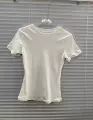 Pure white/round neck cotton short-sleeved t-shirt [cotton] high quality